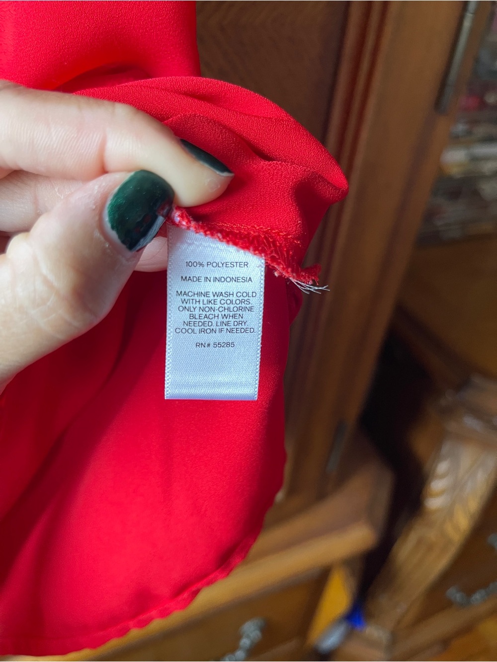 Express Red V-Neck Flutter Sleeve Blouse - Picture 5 of 6